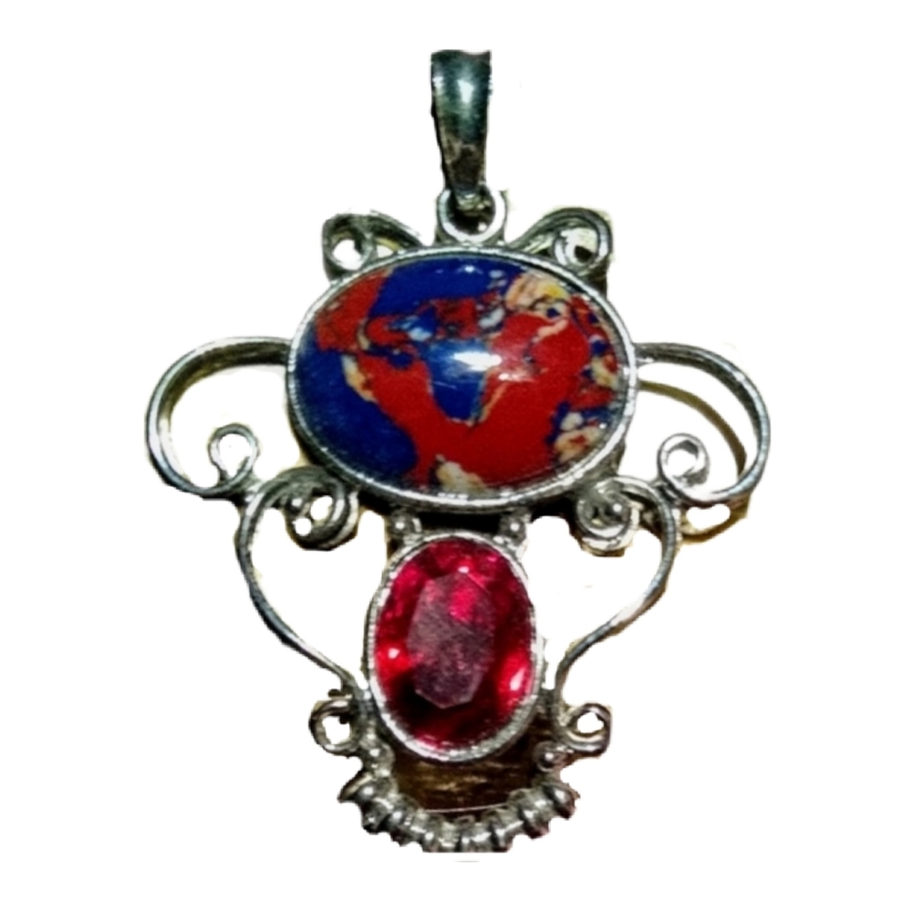 Red, White & Blue Stone Pendant